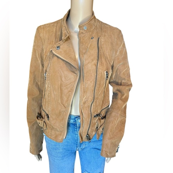 Free People We The Free Womens Fenix Vegan Leather Moto Jacket Camel Brown XS - Picture 1 of 13